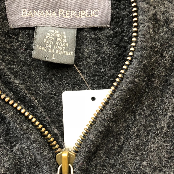 Banana Republic Men’s Wool Knit Half-Zip Sweater NWT Charcoal Black Large - Picture 3 of 7